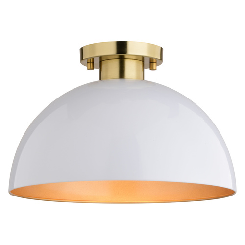 Devon Glossy White & Satin Brass Semi-Flush Mount by Vaxcel Lighting