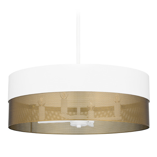 Quoizel Lighting Alani Matte White & Gold Pendant Light with Drum Shade