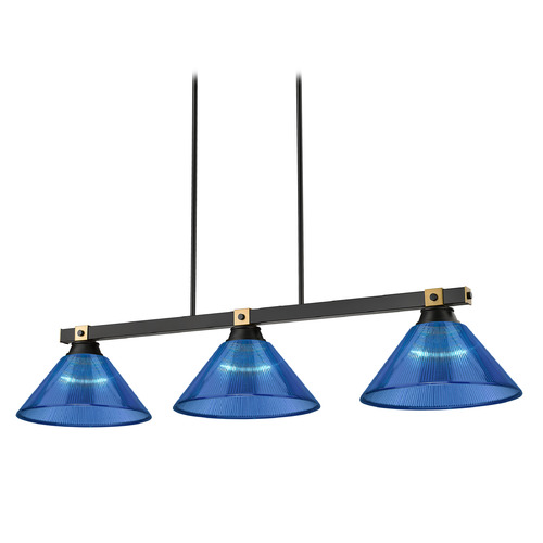 Z-Lite Bronte Matte Black & Rubbed Brass Billiard Light with Conical Shade
