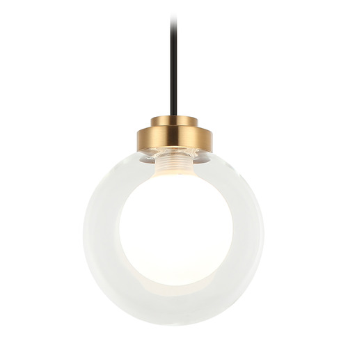 Matteo Lighting Solaris Aged Gold Brass LED Mini-Pendant Light with Globe Shade