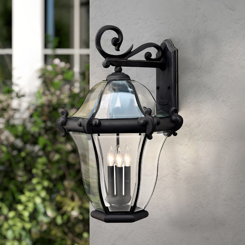Hinkley Outdoor Wall Light with Clear Glass in Museum Black Finish 2446MB