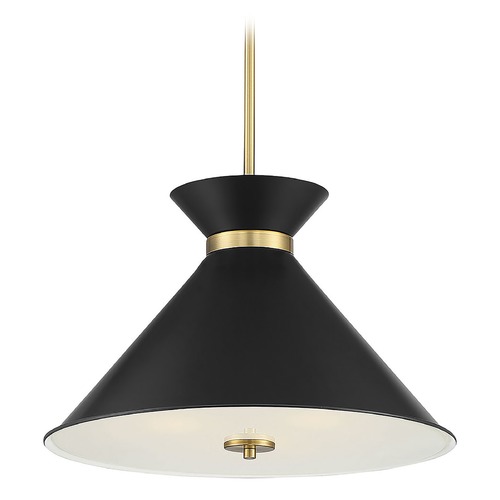 Savoy House Savoy House Lighting Lamar Black with Warm Brass Accents Pendant Light with Conical Shade 7-2416-3-143