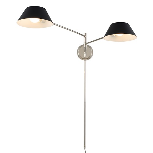 Bruno 2-Light Convertible Wall Lamp in Polished Nickel by Kalco Lighting