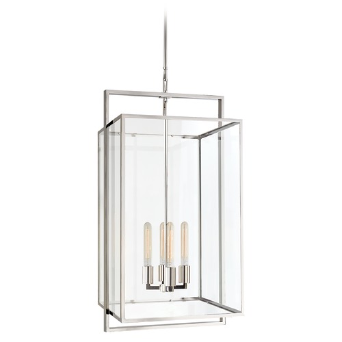 Visual Comfort Signature Collection Ian K. Fowler Halle Medium Lantern in Nickel by Visual Comfort Signature S5193PNCG