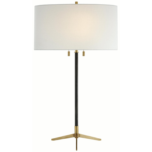 Visual Comfort Signature Collection Caron Bronze & Antique Brass Table Lamp with Drum Shade