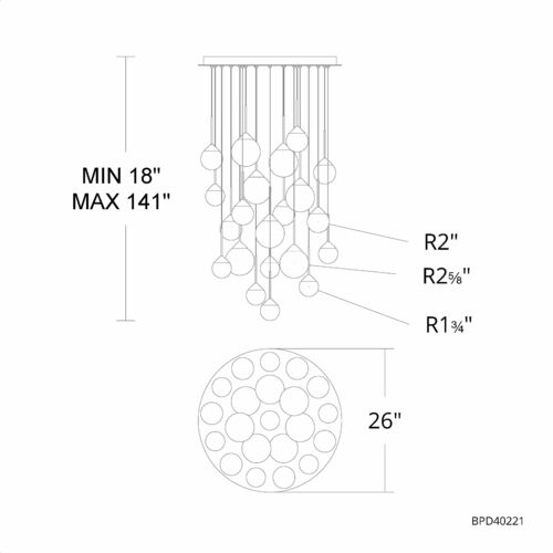 Schonbek Beyond Quest Black LED Multi-Light Pendant with Globe Shade