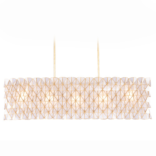 Kalco Lighting Flair Oxidized Gold Leaf Island Light with Drum Shade