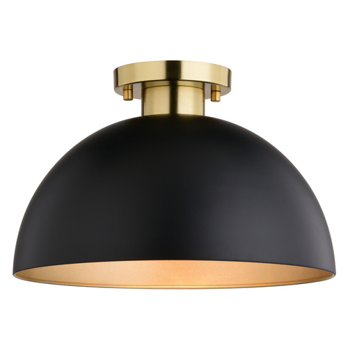 Devon Matte Black & Satin Brass Semi-Flush Mount by Vaxcel Lighting
