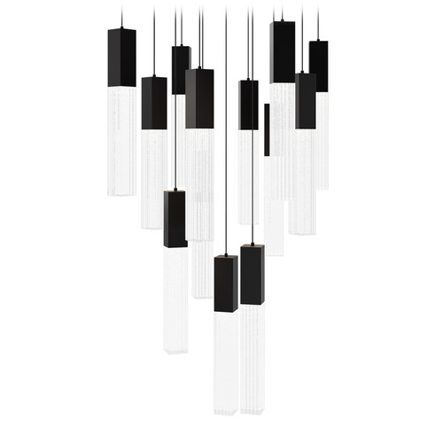 Modern Forms by WAC Lighting Modern Forms Cinema Black LED Multi-Light Pendant with Rectangle Shade PD-30813S-BK
