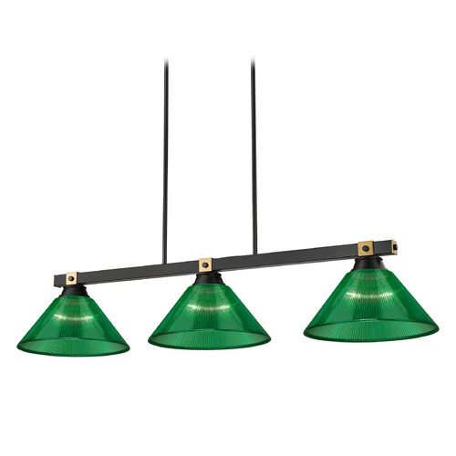 Z-Lite Bronte Matte Black & Rubbed Brass Billiard Light with Conical Shade