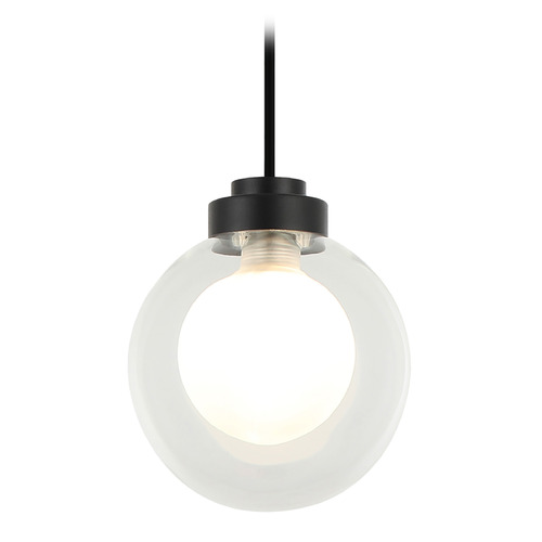 Matteo Lighting Solaris Matte Black LED Mini-Pendant Light with Globe Shade