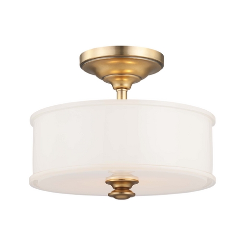 Semi-Flush Mount with White Glass in Liberty Gold by Minka Lavery
