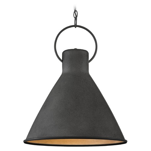 Hinkley Hinkley Winnie Aged Zinc / Distressed Black Pendant Light with Conical Shade 3555DZ