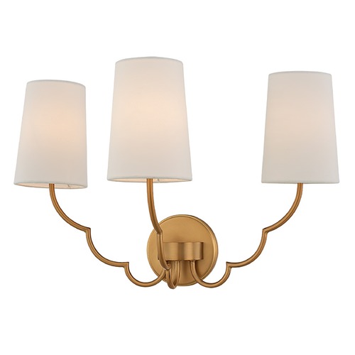 Sophia 3-Light Wall Sconce in New Brass by Kalco Lighting
