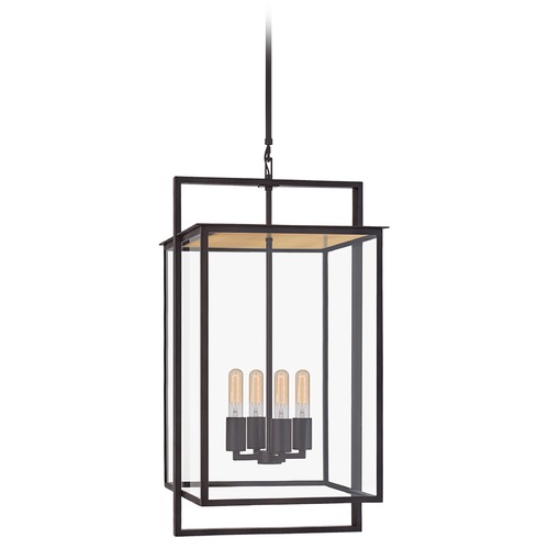 Visual Comfort Signature Collection Ian K. Fowler Halle Medium Lantern in Aged Iron by Visual Comfort Signature S5793AICG