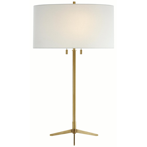 Visual Comfort Signature Collection Caron Hand-Rubbed Antique Brass Table Lamp with Drum Shade