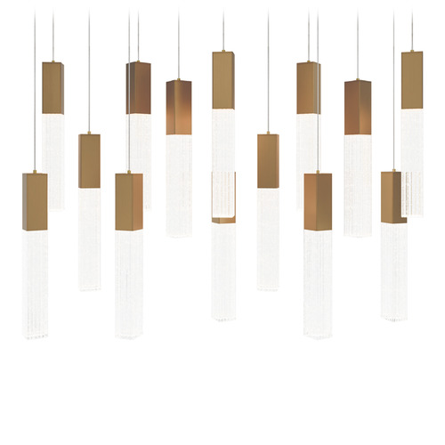 Modern Forms Cinema Aged Brass LED Multi-Light Pendant with Rectangle Shade