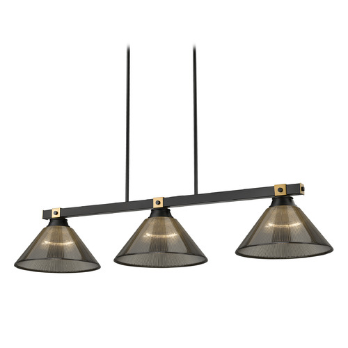 Z-Lite Bronte Matte Black & Rubbed Brass Billiard Light with Conical Shade
