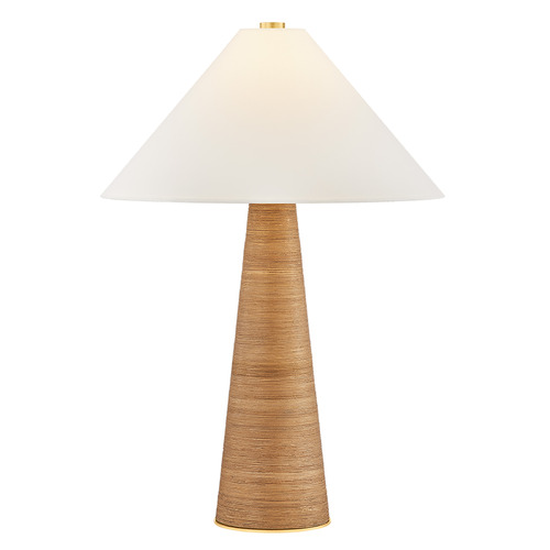 Hudson Valley Lighting Haviland Aged Brass & Rattan LED Table Lamp with Conical Shade