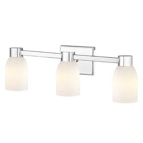 Design Classics Lighting 3-Light White Art Glass Vanity Light Chrome 2103-26 GL1020D