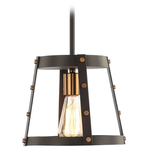 Matteo Lighting Beaton Matte Black & Aged Gold Mini Pendant by Matteo Lighting C72001MBAG