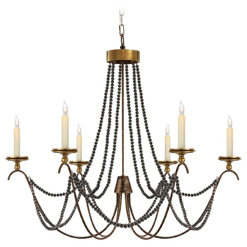 Visual Comfort Signature Collection E.F. Chapman Marigot Chandelier in Rust & Brass by Visual Comfort Signature CHC1415R