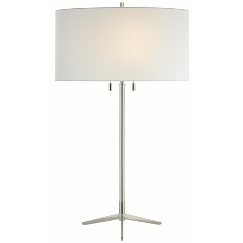 Visual Comfort Signature Collection Caron Polished Nickel Table Lamp with Drum Shade