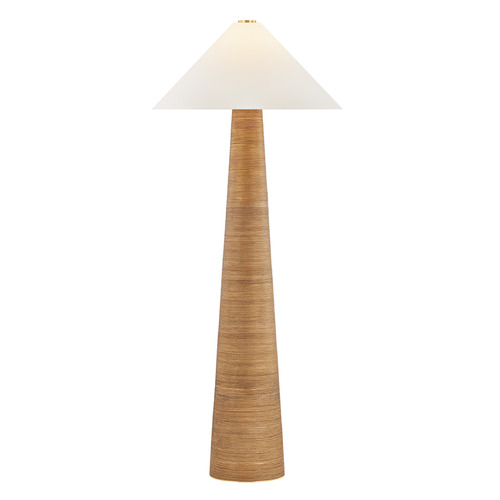 Hudson Valley Lighting Haviland Aged Brass & Rattan LED Floor Lamp with Conical Shade