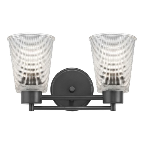 Design Classics Lighting Prismatic Glass Modern Bathroom Light Black 2 Lt 702-07 GL1056-FC