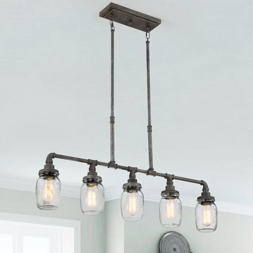Quoizel Lighting Quoizel Lighting Squire Rustic Black Island Light with Cylindrical Shade SQR538RK
