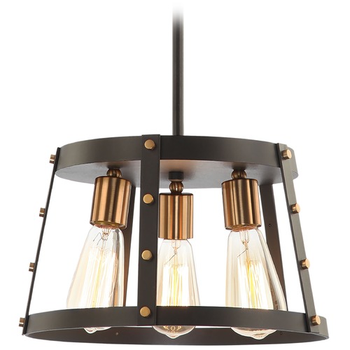 Matteo Lighting Beaton Matte Black & Aged Gold Pendant by Matteo Lighting C72003MBAG