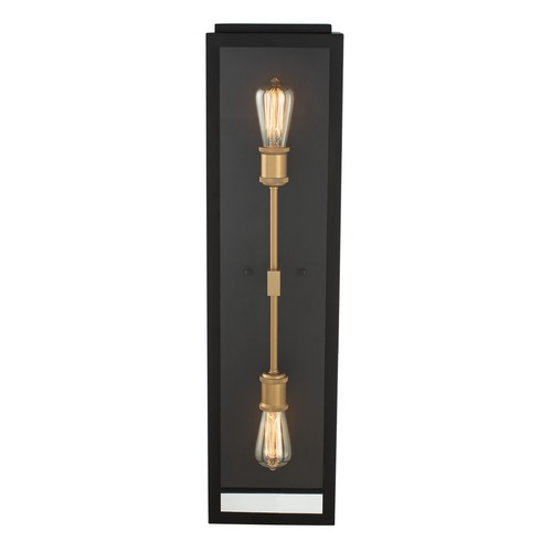 Ashland Medium Outdoor Wall Sconce in Matte Black & Sanded Gold by Kalco Lighting