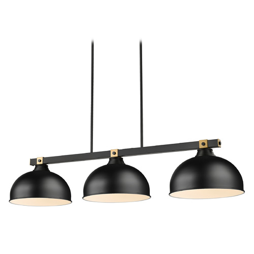 Z-Lite Z-Lite Bronte Matte Black & Rubbed Brass Billiard Light with Bowl / Dome Shade 1955-3MB-RB-D13MB