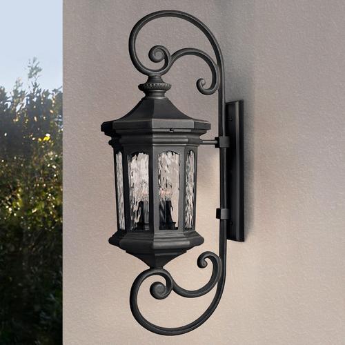 Hinkley Outdoor Wall Light with Clear Glass in Museum Black by Hinkley Lighting 1609MB