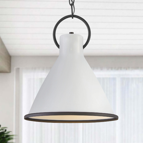 Hinkley Hinkley Winnie Polished White / Distressed Black Pendant Light with Conical Shade 3557PT
