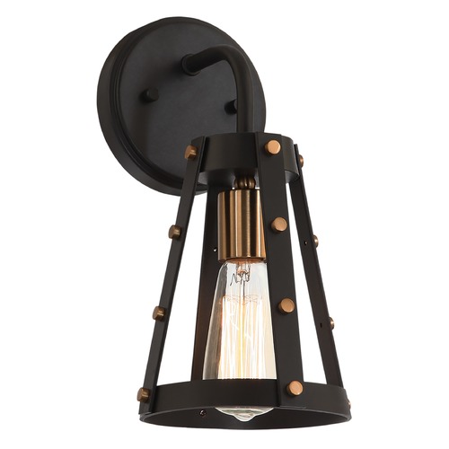 Matteo Lighting Beaton Matte Black & Aged Gold Sconce by Matteo Lighting W72001MBAG