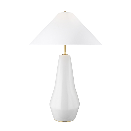 Visual Comfort Studio Collection Kelly Wearstler Contour White & Brass LED Table Lamp by Visual Comfort Studio KT1231ARC1