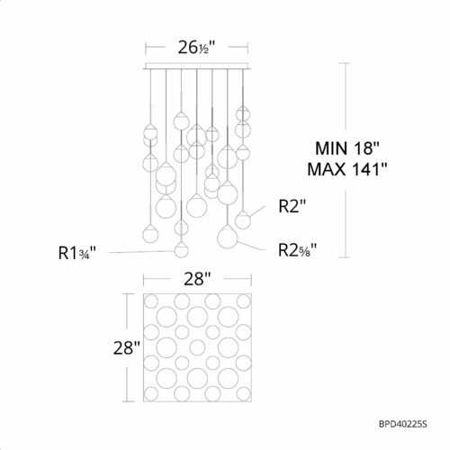 Schonbek Beyond Quest Black LED Multi-Light Pendant with Globe Shade