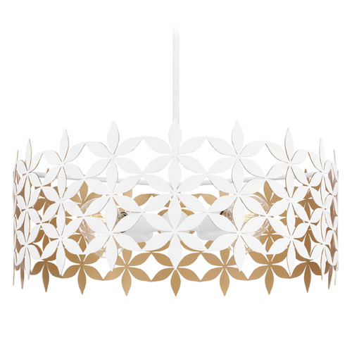 Quoizel Lighting Piper Matte White Pendant Light with Drum Shade