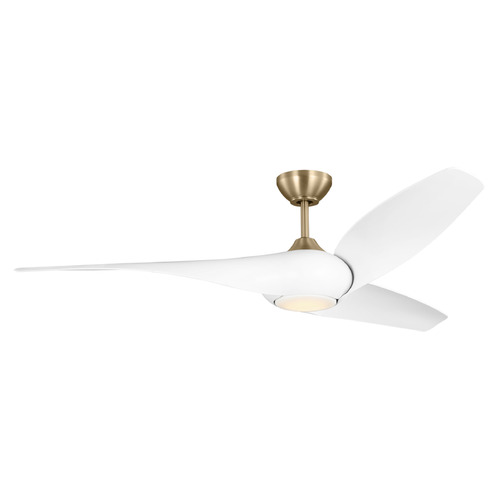 Topan 60-Inch LED Smart Fan in Burnished Brass & White by VC Fan