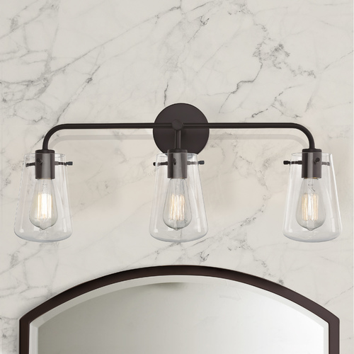 Bastian 26-Inch Bathroom Wall Light in Bronze with Clear Glass