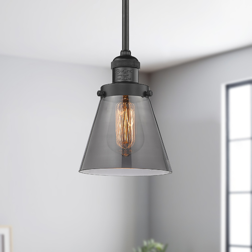 Innovations Lighting Small Cone Mini Pendant Light in Black by Innovations Lighting 201S-BK-G63