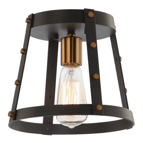 Matteo Lighting Beaton Matte Black & Aged Gold Flush Mount by Matteo Lighting X72001MBAG