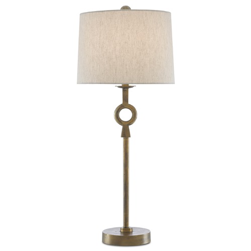 Currey and Company Lighting Currey and Company Germaine Antique Brass Table Lamp with Drum Shade 6000-0530
