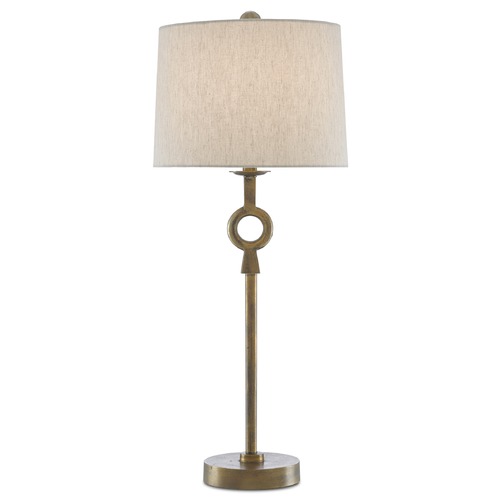 Currey and Company Germaine Antique Brass Table Lamp with Drum Shade