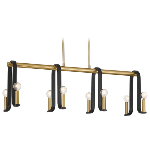 Savoy House Archway 38-Inch Linear Chandelier in Black & Warm Brass by Savoy House 1-5533-8-143