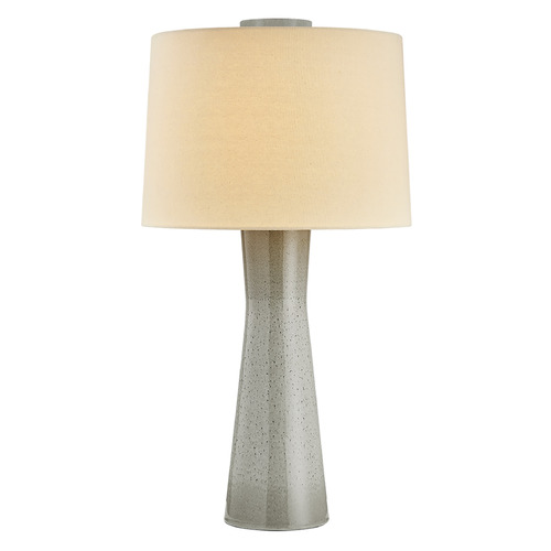 Hudson Valley Lighting Havelock Aged Brass & Ceramic Roan Grey LED Table Lamp with Drum Shade