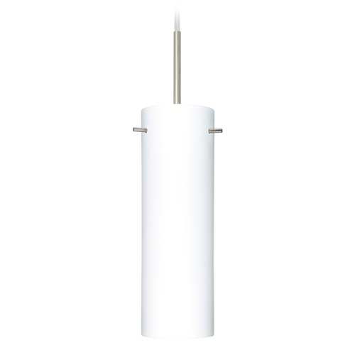 Besa Lighting Copa Satin Nickel Mini-Pendant Light with Cylindrical Shade