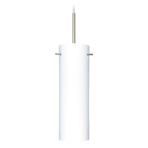 Besa Lighting Besa Lighting Copa Satin Nickel Mini-Pendant Light with Cylindrical Shade 1BT-493007-SN