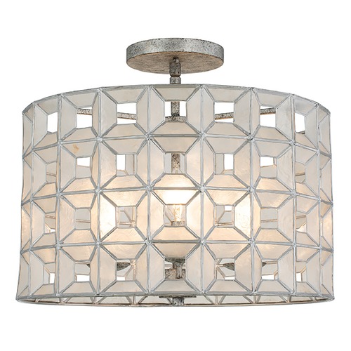 Kalco Lighting Prado 17-Inch Semi-Flush Mount in Oxidized Silver Leaf 509145OSL